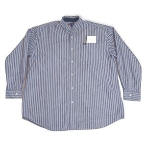 Chaps Ralph Lauren 2XLT striped grey white button down dress shirt